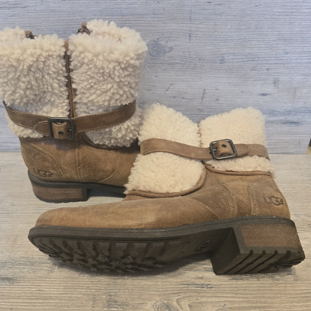 Ugg Blayre II Zip Up Leather Boot Womens Size 8.5 Tan